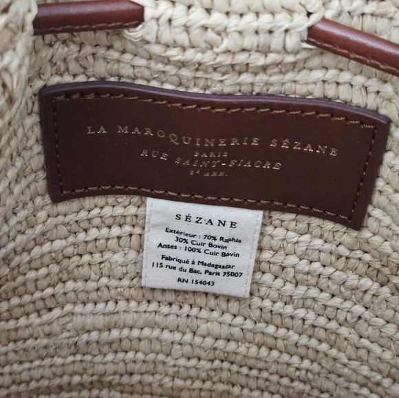 SEZANE MINI FARROW RAPHIA CROSSBODY BUCKET BAG SMALL PINK FLORAL EMBROIDERY - Picture 10 of 11